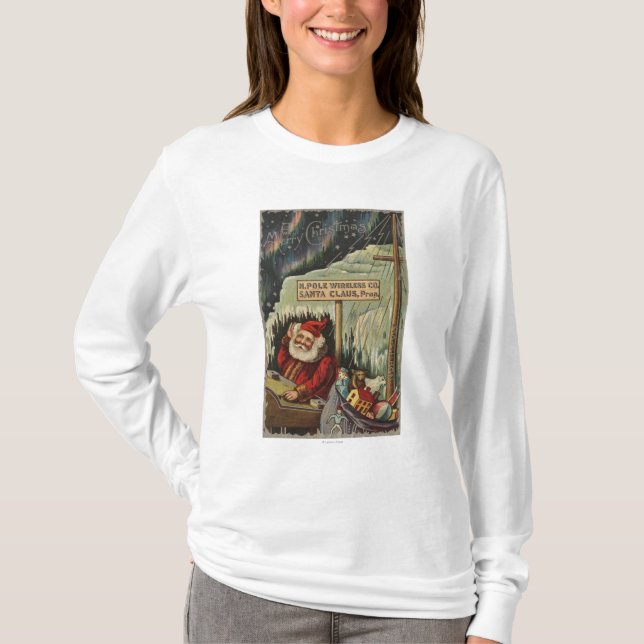 Weihnachten GreetingSanta bei Nordpol T-Shirt (Vorderseite)