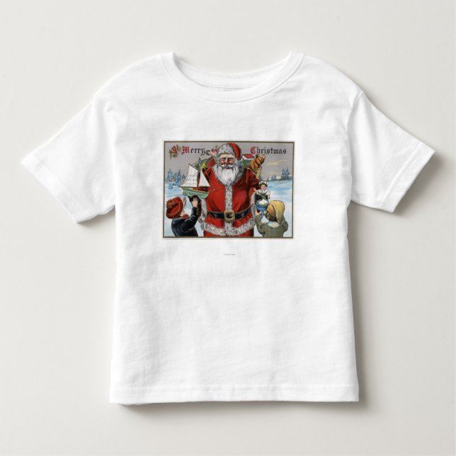 Weihnachten GreetingSanta, das Geschenke gibt Kleinkind T-shirt (Vorderseite)
