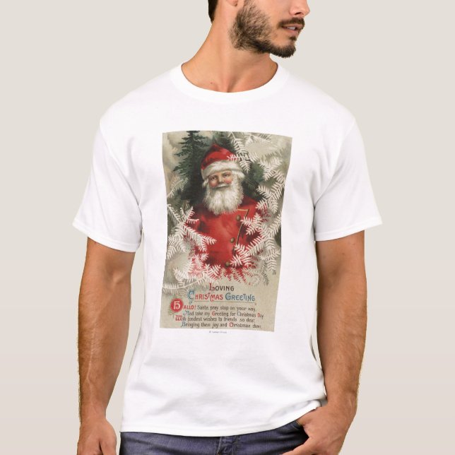 Weihnachten GreetingSanta in den weißen T-Shirt (Vorderseite)