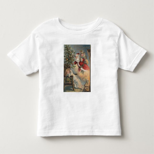 Weihnachten GreetingSanta mit Baum und Geschenken Kleinkind T-shirt (Vorderseite)