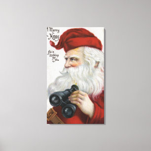 Weihnachten GreetingSanta mit Ferngläsern Leinwanddruck