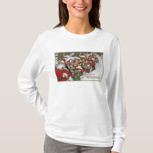 Weihnachten GreetingSanta und Helfer T-Shirt (Vorderseite)