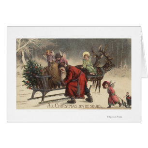 Weihnachten GreetingSanta und Pferdeschlitten
