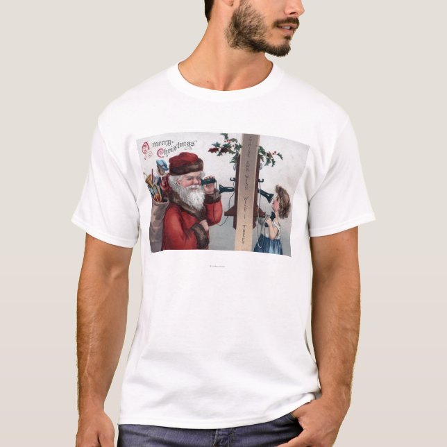 Weihnachten GreetingSanta und Telefon T-Shirt (Vorderseite)