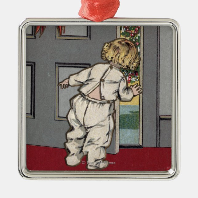 Weihnachten GreetingsKid, das für Sankt späht Ornament Aus Metall (Vorne)