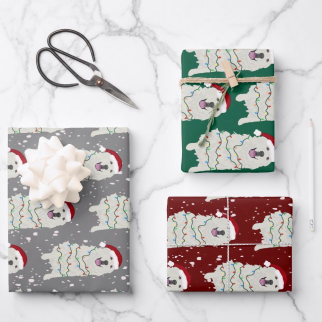 Weihnachten Große Pyrenäen  Geschenkpapier Set (Vorderseite)