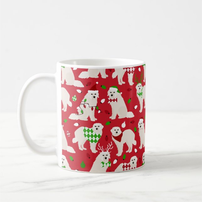 Weihnachten Große Pyrenäen Hunde Kaffeetasse (Links)