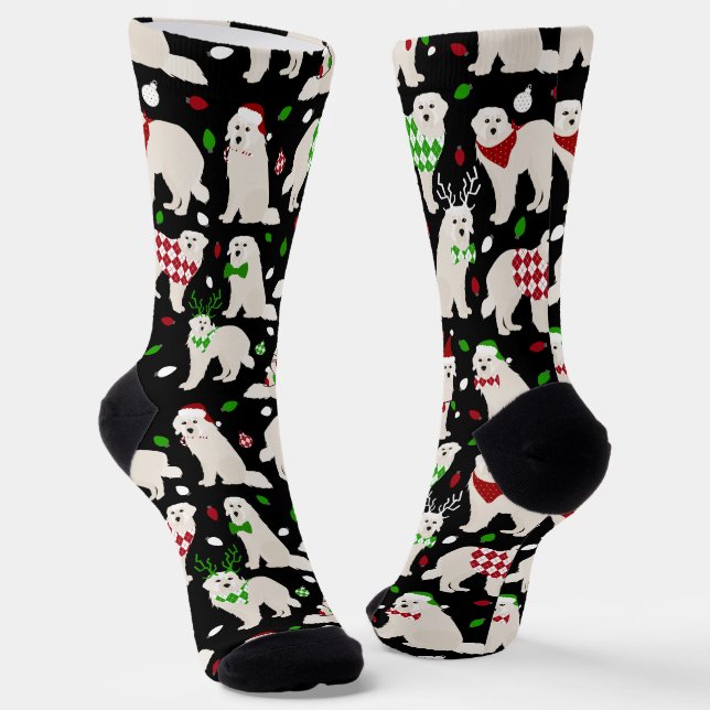Weihnachten Große Pyrenäen Hunde Socken (Gewinkelt)