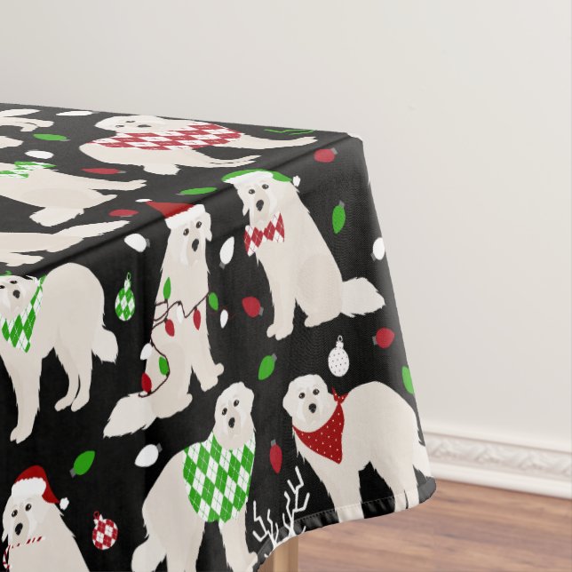 Weihnachten Große Pyrenäen Hunde Tablecloth Tischdecke (Beispiel)
