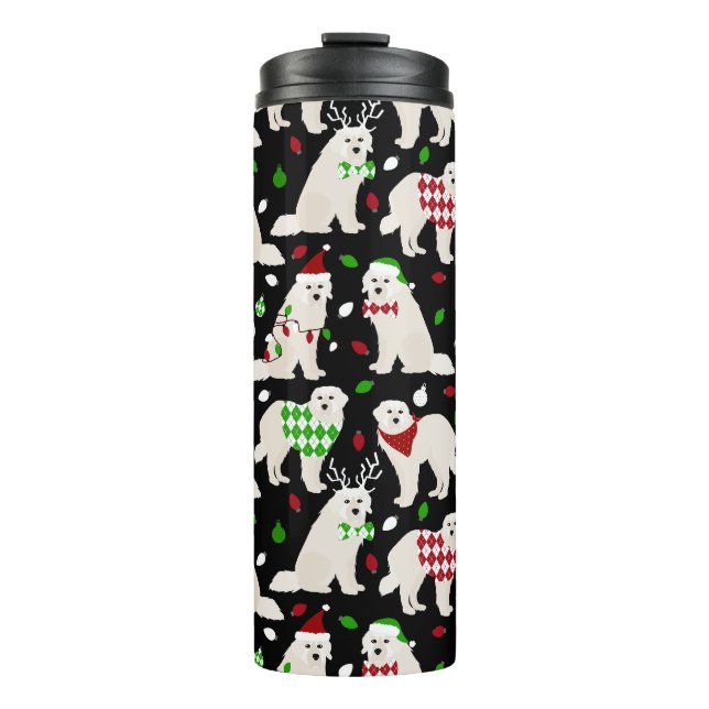Weihnachten Große Pyrenäen Hunde Thermal Tumbler Thermosbecher (Vorderseite)