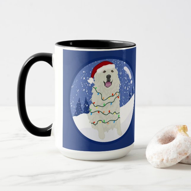 Weihnachten Große Pyrenäen  Tasse (Mit Donut)