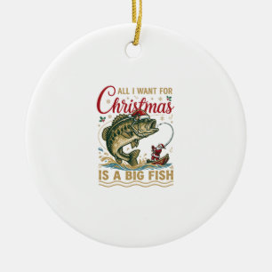 Weihnachten Großer Fisch Barsch Weihnachtsmann Boo Keramik Ornament