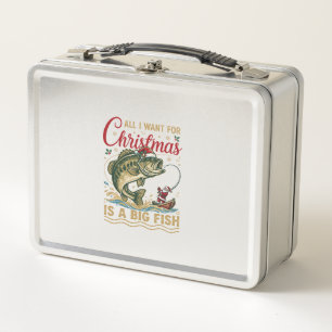 Weihnachten Großer Fisch Barsch Weihnachtsmann Boo Metall Brotdose
