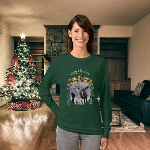 Weihnachten grün gold Familienfoto T-Shirt