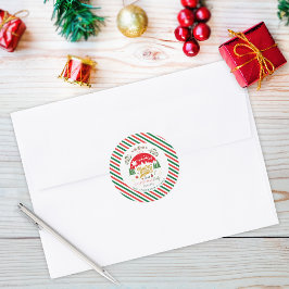 Weihnachten Grün und Rot Candy Cane Party Einladun Runder Aufkleber