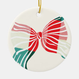 Weihnachten Grün und Rot Kariert getickt mit Bow F Keramik Ornament