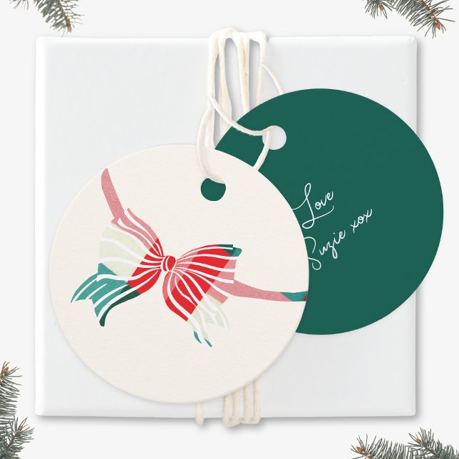 Weihnachten Grün und Rot Kariert getickt mit Bow U Geschenkanhänger (Von Creator hochgeladen)