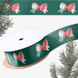 Weihnachten Grün und Rot Kariert getickt mit Bow U Satinband