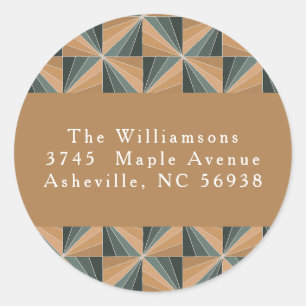 Weihnachten Grün Vintage Art Deco Rücksendeadresse Runder Aufkleber