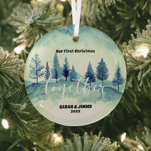 Weihnachten Grüne Bergkiefern Bäume Außenbereich P Ornament Aus Glas (InSitu)