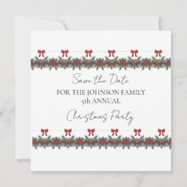 Weihnachten Grüne Garland Red Rows Gold Akzent Einladung