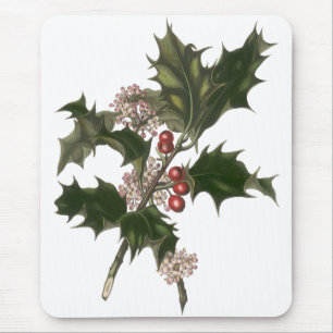 Weihnachten, Grüne Holly-Pflanze mit Berries Mousepad