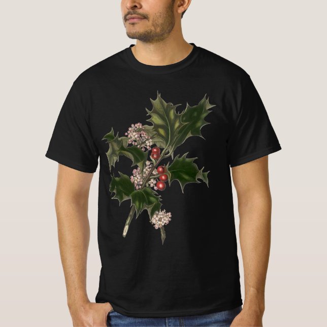 Weihnachten, Grüne Holly-Pflanze mit Berries T-Shirt (Vorderseite)