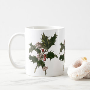 Weihnachten, Grüne Holly-Pflanze mit Berries Tasse