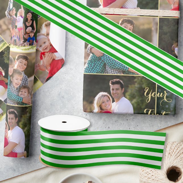 Weihnachten Grüne weiße Streifen klassische Gesche Satinband (Christmas Green White Stripes Classy Gift Wrap Satin Ribbon)