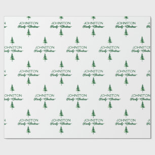 Weihnachten Grüner Wasserfarben Pine Tree Geschenkpapier