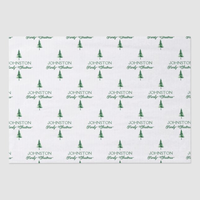 Weihnachten Grüner Wasserfarben Pine Tree Seidenpapier (Vorderseite)