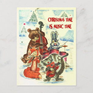 Weihnachten, Gruppe "Animal music" Feiertagspostkarte