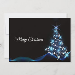 Weihnachten Gruß Blue Shiny Tree Black Elegante