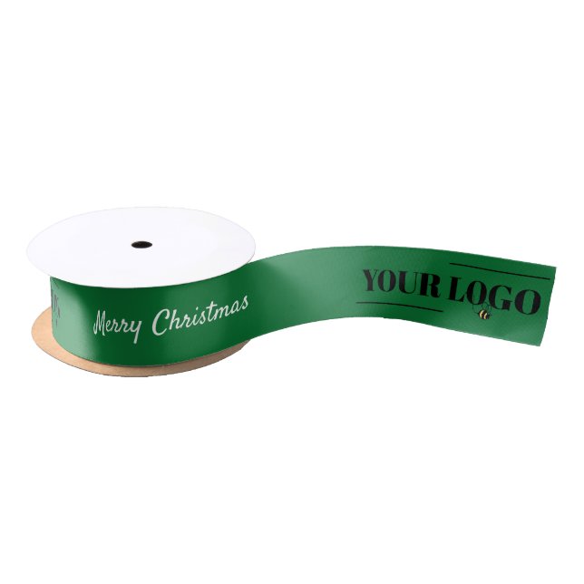 Weihnachten Gruß Ihr Firmenlogo Custom Green Satinband (Spule)