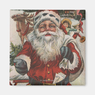 Weihnachten GrußWeihnachten mit Hirsch und Kindern Magnet