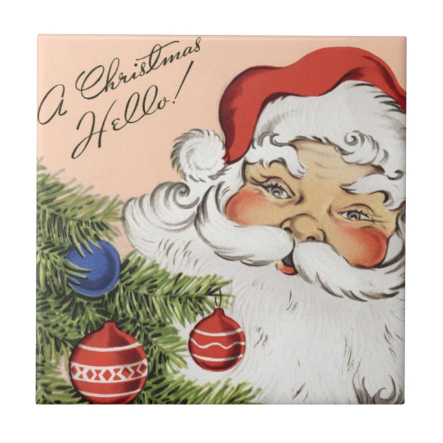 Weihnachten Hallo! Jolly Santa Claus Fliese (Vorderseite)