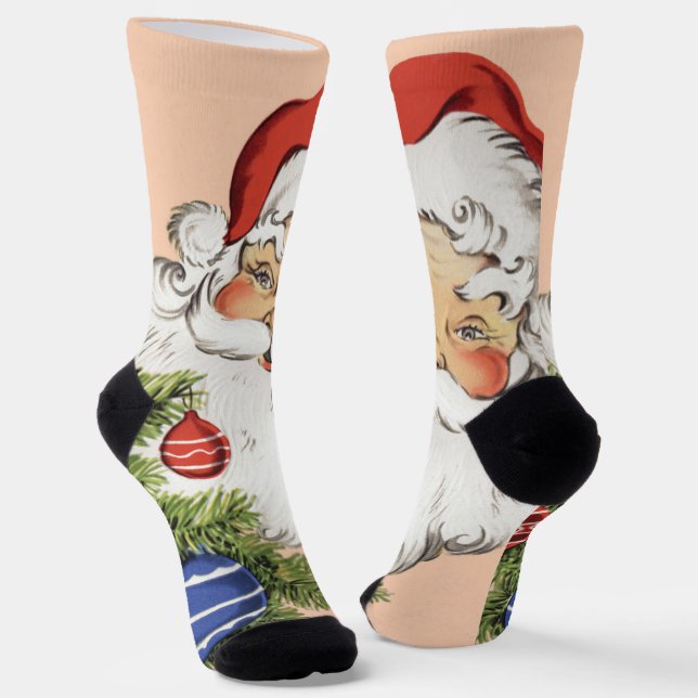 Weihnachten Hallo! Jolly Santa Claus Socken (Gewinkelt)
