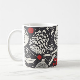 Weihnachten Hand Gezeichnet: Mistletoe Pine Nahtlo Kaffeetasse