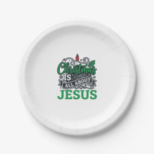 Weihnachten handelt von Jesus Design Pappteller