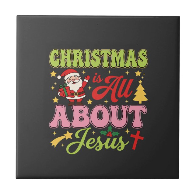 Weihnachten handelt von Jesus Retro Fliese (Vorderseite)