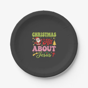 Weihnachten handelt von Jesus Retro Pappteller