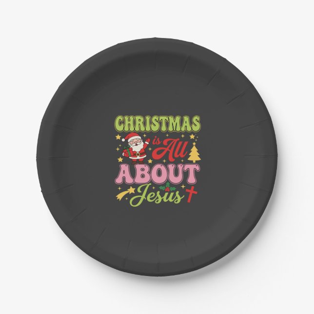 Weihnachten handelt von Jesus Retro Pappteller (Vorderseite)