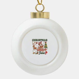 Weihnachten handelt von Jesus, Santa, Schlitten, R Keramik Kugel-Ornament