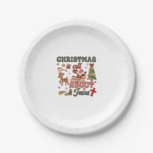 Weihnachten handelt von Jesus, Santa, Schlitten, R Pappteller