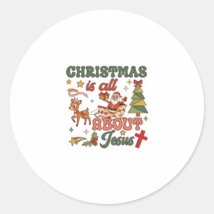 Weihnachten handelt von Jesus, Santa, Schlitten, R Runder Aufkleber