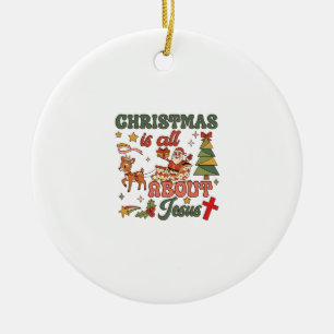 Weihnachten handelt von Jesus Santa Schlitten Rent Keramik Ornament