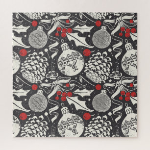 Weihnachten Handgezeichnet: Mistel Kiefern Nahtlos Puzzle