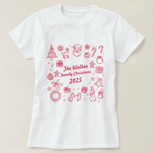 Weihnachten Handgezeichnete Kritzeleien Benutzerde T-Shirt