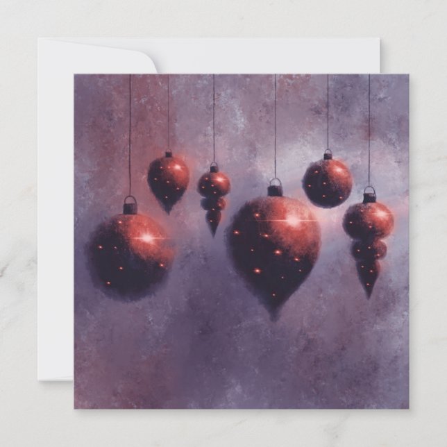 Weihnachten hängt Red Baubles Flat Card (Vorderseite)