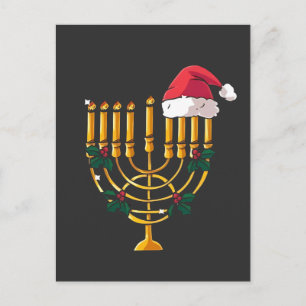 Weihnachten Hanukkah jüdisch Santa Menorah Einladungspostkarte